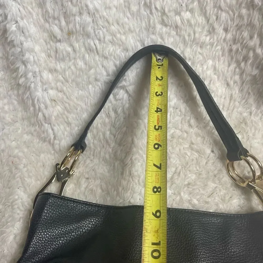 Dasein synthetic leather Black hobo shoulder bag with Bold gold tone hardwares